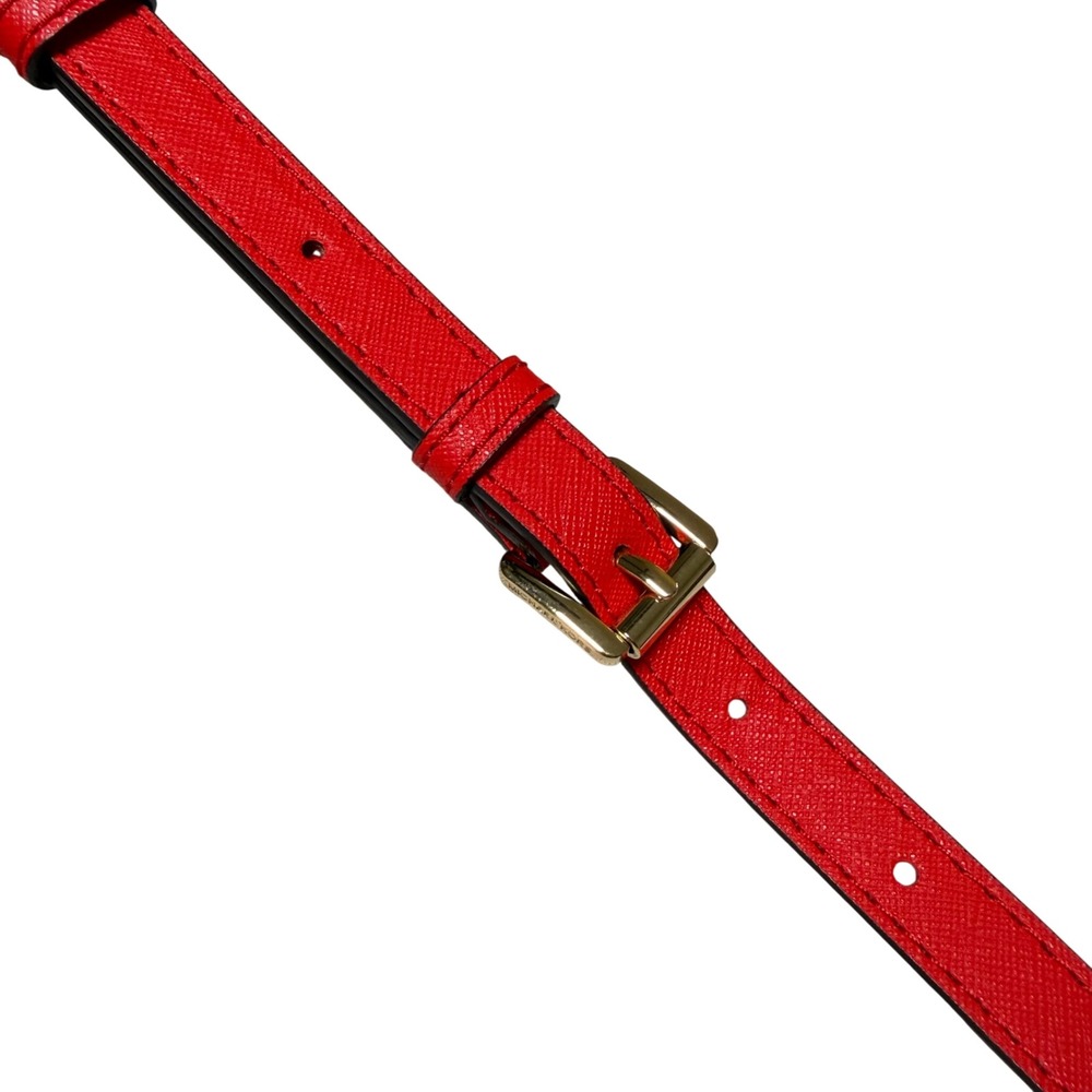 Michael Kors Red Saffiano Leather Adjustable Crossbody Bag Strap Gold Hardware